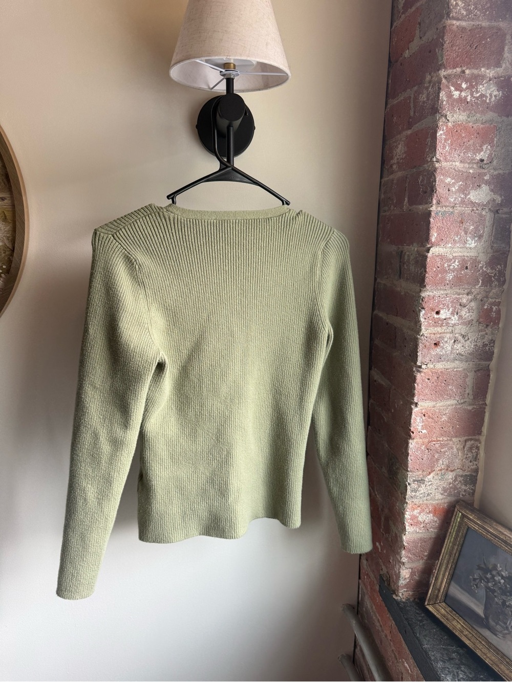 Abercrombie & Fitch Ribbed Button-Front Cardigan in Sage - Picture 3 of 4